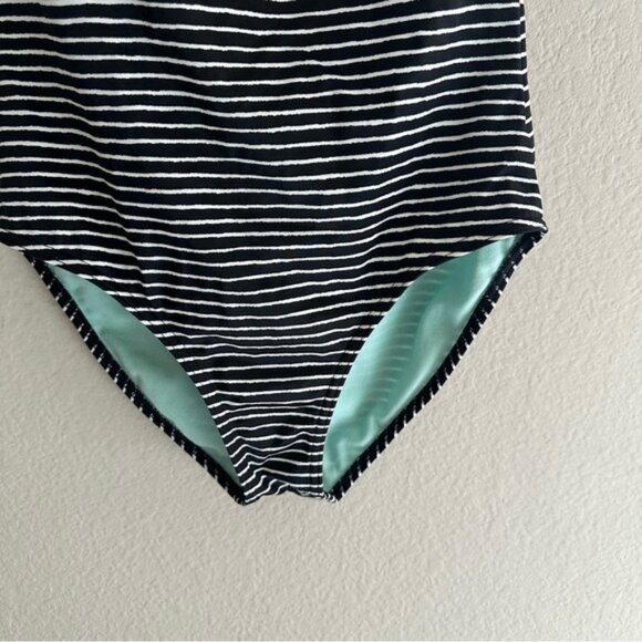 Prana Women's Halter Lahari One Piece Black & White Striped Swimsuit Size Small - Picture 5 of 9